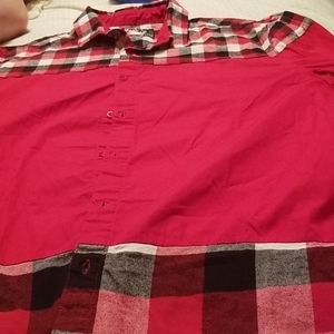 MENS LARGE R.SOLE MIXED MEDIA PLAID SHIRT EUC